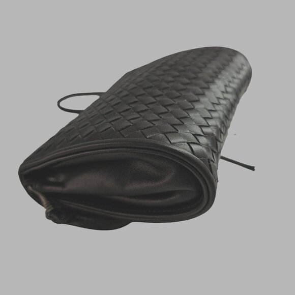 80s Aspects NY Tassel Woven Leather Crossbody/Clutch Bag Slim Strap Gray Silver - Picture 8 of 12